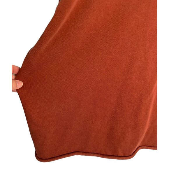 AERIE Clay Red Long Sleeve Lace-Up Neck Hooded Oversized Pullover Size Small - Picture 8 of 8